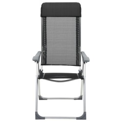 Chaise pliante de camping lot de 2 Noir Aluminium 