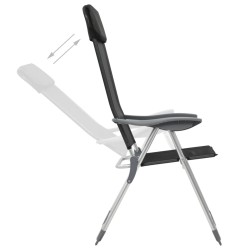 Chaise pliante de camping lot de 2 Noir Aluminium 