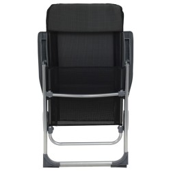 Chaise pliante de camping lot de 2 Noir Aluminium 