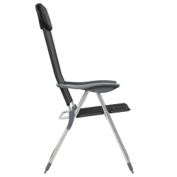 Chaise pliante de camping lot de 2 Noir Aluminium 