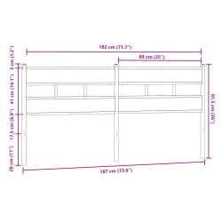 Tête de lit chêne marron 180 cm acier et bois d'ingénierie 