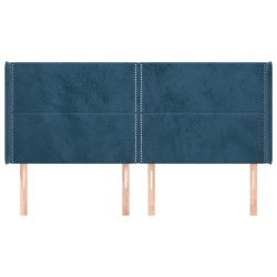 Tête de lit avec oreilles Bleu foncé 183x16x118/128 cm Velours 
