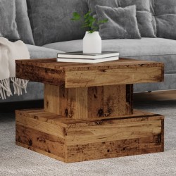Table basse avec lumières LED vieux bois 50x50x40 cm 
