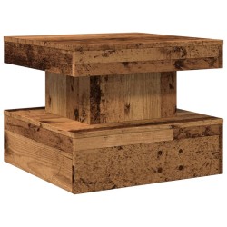 Table basse avec lumières LED vieux bois 50x50x40 cm 