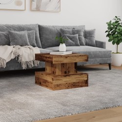 Table basse avec lumières LED vieux bois 50x50x40 cm 