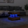 Table basse avec lumières LED vieux bois 50x50x40 cm 