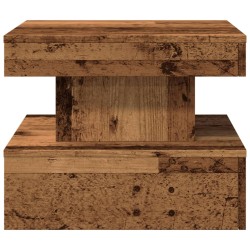 Table basse avec lumières LED vieux bois 50x50x40 cm 
