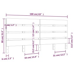 Tête de lit Blanc 160x3x80 cm Bois massif de pin 