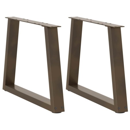 Pieds de table basse en forme de V, 2 pièces, acier naturel, 50 x (42-43,3) cm 