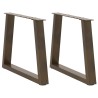 Pieds de table basse en forme de V, 2 pièces, acier naturel, 50 x (42-43,3) cm 