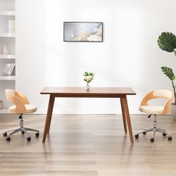 Chaise pivotante à manger Crème Bois courbé et Similicuir 