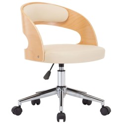 Chaise pivotante à manger Crème Bois courbé et Similicuir 