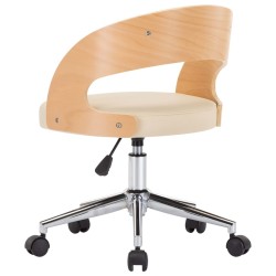 Chaise pivotante à manger Crème Bois courbé et Similicuir 