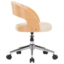 Chaise pivotante à manger Crème Bois courbé et Similicuir 