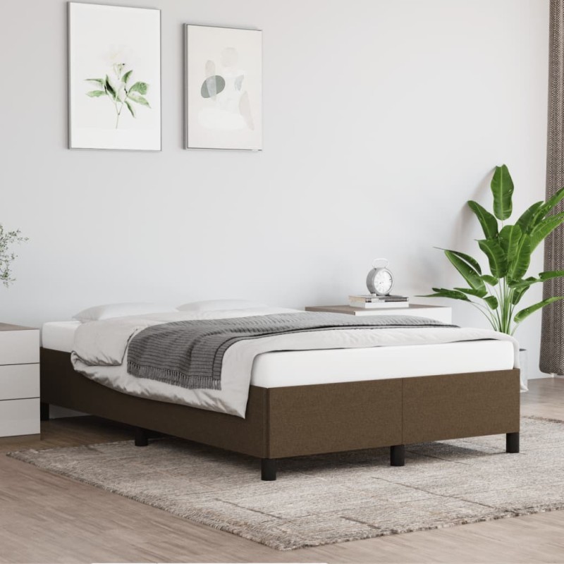 Cadre de lit sans matelas marron foncé 120x200 cm tissu Cadre de lit sans matelas marron foncé 120x200 cm tissu