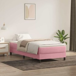 Sommier à lattes de lit sans matelas rose 100x220 cm velours 