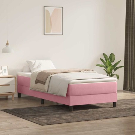 Sommier à lattes de lit sans matelas rose 100x220 cm velours 
