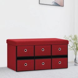 Banc de rangement pliable Bordeaux 76x38x38 cm Faux lin 