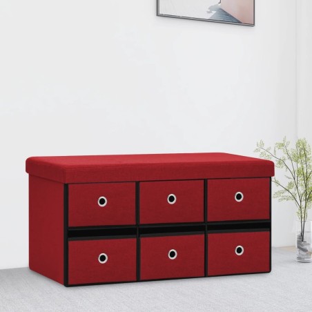 Banc de rangement pliable Bordeaux 76x38x38 cm Faux lin 