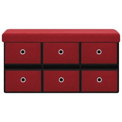 Banc de rangement pliable Bordeaux 76x38x38 cm Faux lin 
