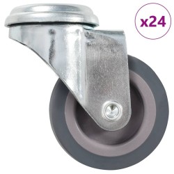 24 pcs Roulettes pivotantes à trou de boulon 50 mm 