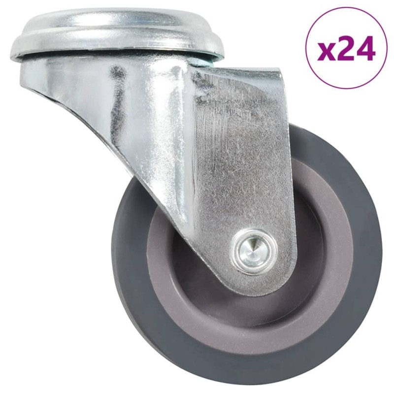 24 pcs Roulettes pivotantes à trou de boulon 50 mm 