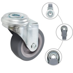 24 pcs Roulettes pivotantes à trou de boulon 50 mm 