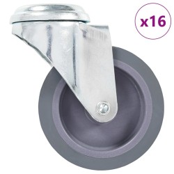 16 pcs Roulettes pivotantes à trou de boulon 75 mm 