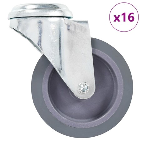16 pcs Roulettes pivotantes à trou de boulon 75 mm 