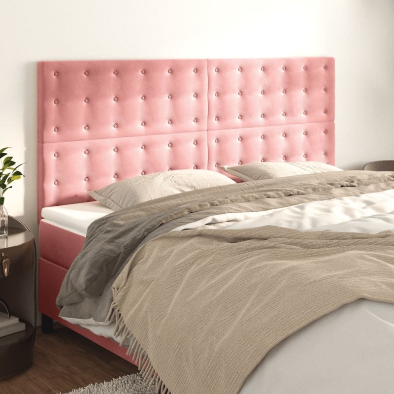 Têtes de lit 4 pcs Rose 80x5x78/88 cm Velours 