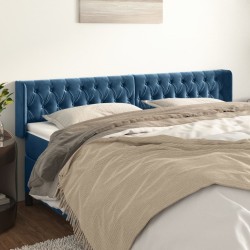 Tête de lit avec oreilles Bleu foncé 203x16x78/88 cm Velours 
