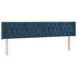 Tête de lit avec oreilles Bleu foncé 203x16x78/88 cm Velours 
