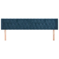 Tête de lit avec oreilles Bleu foncé 203x16x78/88 cm Velours 