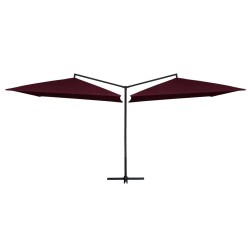 Parasol double avec mât en acier 250 x 250 cm Rouge bordeaux 