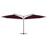 Parasol double avec mât en acier 250 x 250 cm Rouge bordeaux 
