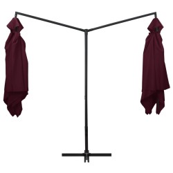 Parasol double avec mât en acier 250 x 250 cm Rouge bordeaux 