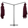 Parasol double avec mât en acier 250 x 250 cm Rouge bordeaux 