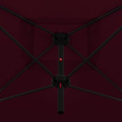 Parasol double avec mât en acier 250 x 250 cm Rouge bordeaux 