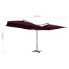 Parasol double avec mât en acier 250 x 250 cm Rouge bordeaux 