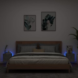 Meubles TV muraux et lumières LED 2pcs gris béton 30,5x35x30 cm 