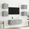 Meubles TV muraux et lumières LED 2pcs gris béton 30,5x35x30 cm 