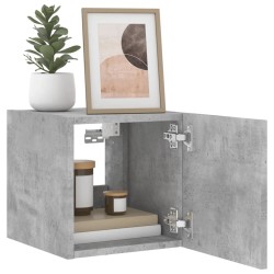 Meubles TV muraux et lumières LED 2pcs gris béton 30,5x35x30 cm 