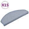 Tapis de marches d'escalier 15 pcs Gris clair et bleu 65x24x4cm 
