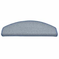 Tapis de marches d'escalier 15 pcs Gris clair et bleu 65x24x4cm 