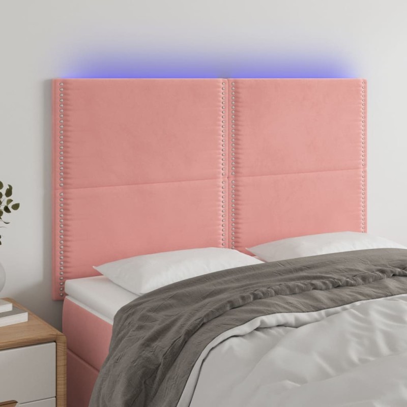 Tête de lit à LED Rose 144x5x118/128 cm Velours 