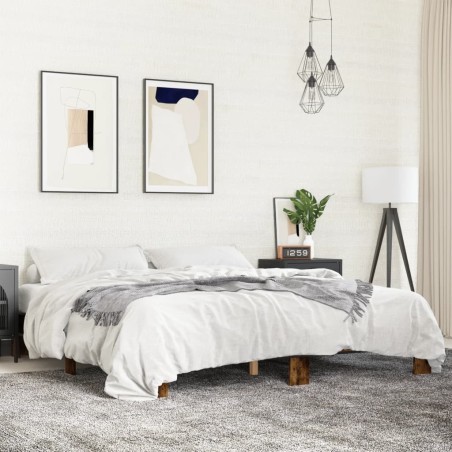 Cadre de lit sans matelas chêne fumé 180x200 cm 
