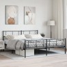 Cadre de lit métal sans matelas avec pied de lit noir 200x200cm 