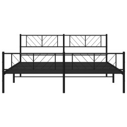 Cadre de lit métal sans matelas avec pied de lit noir 200x200cm 