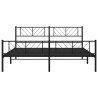Cadre de lit métal sans matelas avec pied de lit noir 200x200cm 