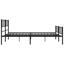 Cadre de lit métal sans matelas avec pied de lit noir 200x200cm 